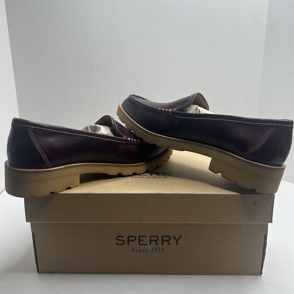 Sperry Top-Sider A/O Lug Loafer Women’s 9 M Wine Leather Platform Shoes NIB